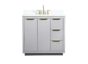 36 inch Single bathroom vanity in grey with backsplash