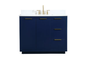 42 inch Single bathroom vanity in blue with backsplash
