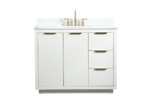 42 inch Single bathroom vanity in white with backsplash