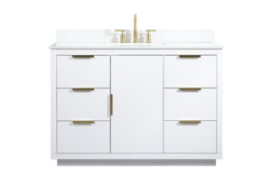 48 inch Single bathroom vanity in white with backsplash