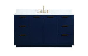 60 inch Single bathroom vanity in blue with backsplash