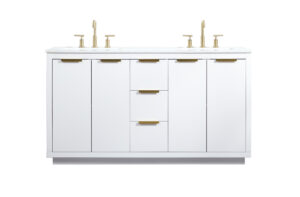 60 inch double bathroom vanity in white