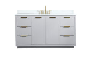 60 inch Single bathroom vanity in grey with backsplash