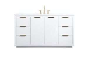60 inch Single bathroom vanity in white