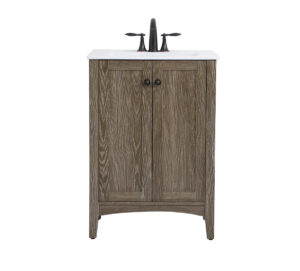 24 In. Single Bathroom Vanity Set In Weathered Oak