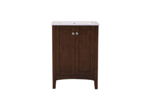 24 In. Single Bathroom Vanity Set In Antique Coffee