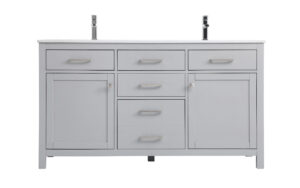 60 Inch Double Bathroom Vanity In Grey