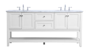 72 in. double sink bathroom vanity set in White
