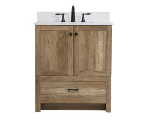 30 inch Single Bathroom Vanity in Natural oak with Backsplash