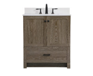 30 inch Single Bathroom Vanity in Weathered oak with Backsplash