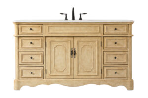 60 inch double bathroom vanity in Antique Beige