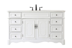 60 inch double bathroom vanity in Antique White