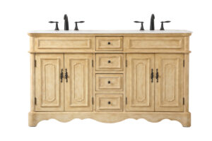 60 inch double bathroom vanity in Antique Beige