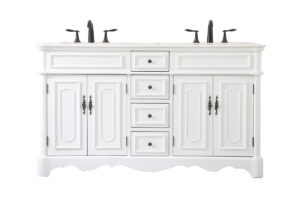 60 inch double bathroom vanity in Antique White