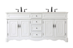 72 inch double bathroom vanity in Antique White