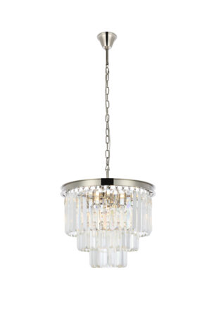 Sydney 9 light polished nickel Chandelier Clear Royal Cut Crystal