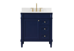 32 inch Single bathroom vanity in blue with backsplash
