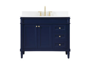42 inch Single bathroom vanity in blue with backsplash