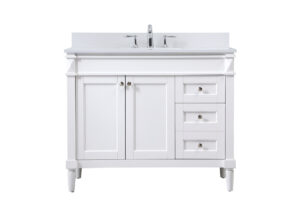 42 inch Single bathroom vanity in white with backsplash