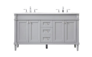 60 inch double bathroom vanity in grey