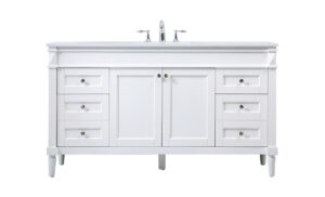 60 inch Single bathroom vanity in white