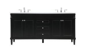 72 inch double bathroom vanity in black