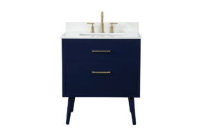 30 inch bathroom vanity in Blue with backsplash