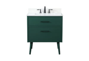 30 inch bathroom vanity in Green with backsplash
