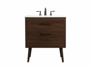 30 inch Single bathroom vanity in walnut