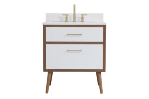 30 inch bathroom Vanity in White with Backsplash