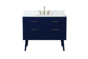 42 inch bathroom vanity in Blue with backsplash