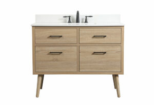 42 inch Single bathroom vanity in mango wood with backsplash