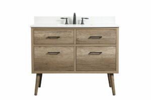 42 inch Single bathroom vanity in natural oak with backsplash