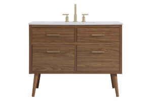 42 inch bathroom vanity in Walnut Brown