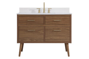 42 inch bathroom Vanity in Walnut Brown with Backsplash