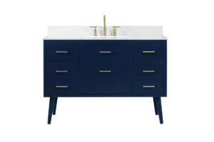 48 inch bathroom vanity in Blue with backsplash