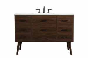 48 inch Single bathroom vanity in walnut