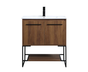 30 inch  Single Bathroom Vanity in Walnut Brown