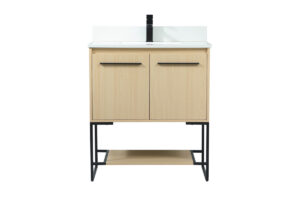 30 inch Single bathroom vanity in maple with backsplash