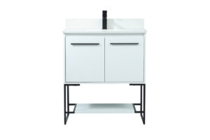 30 inch Single bathroom vanity in white with backsplash