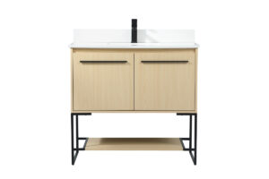 36 inch Single bathroom vanity in maple with backsplash