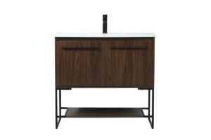 36 inch Single bathroom vanity in walnut
