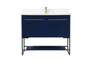 40 inch Single bathroom vanity in blue with backsplash