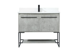 40 inch Single bathroom vanity in concrete grey with backsplash
