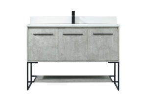 48 inch Single bathroom vanity in concrete grey with backsplash