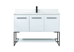 48 inch Single bathroom vanity in white with backsplash