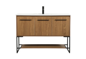 48 inch Single bathroom vanity in walnut brown
