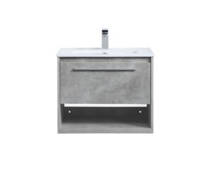 24 inch  Single Bathroom Floating Vanity in Concrete Grey