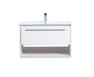 30 inch  Single Bathroom Floating Vanity in White