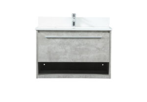 30 inch Single bathroom vanity in concrete grey with backsplash
